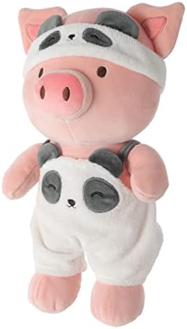 MINISO 9.4'' Hairband & Pijamas Pig Plush Toy, Cute Kawaii Kids Toddler Sleeping Pillow for Boys and Girls, Soft and Fluffy Stuffed Animal (Panda)
