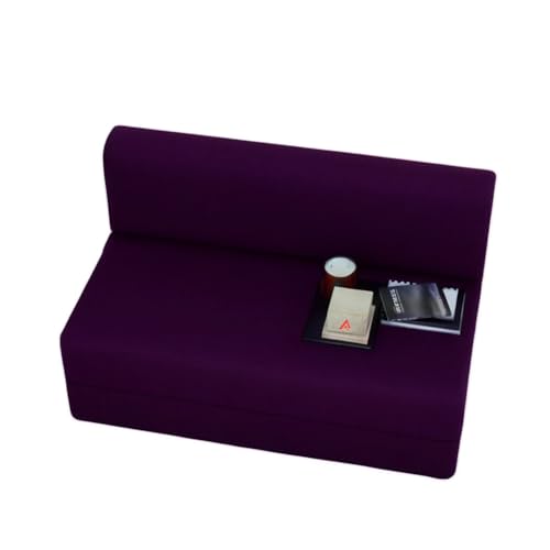 Image of PUM PUM 2-Seater Sofa Cum Bed | EPE Foam Foldable Couch with Velvet Fabric & Washable Cover | Convertible Sofa Bed for Home, Living Room & Office Guests | 3 x 6 Ft (Purple)