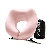THXSILK 100% Mulberry Silk Neck Pillow for Traveling, Pure Memory Foam Travel Pillow for airplanes,...