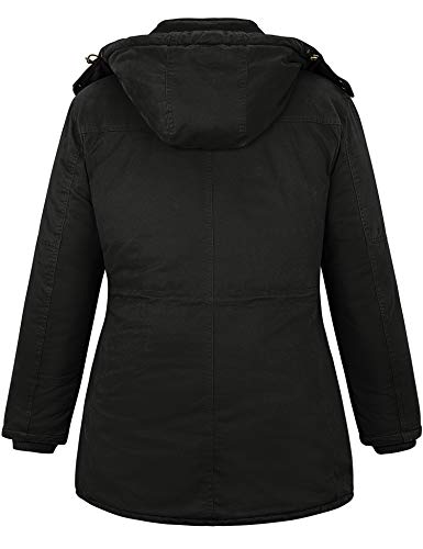 Soularge Women's Winter Plus Size Padded Fleece Parka Coat With Hood (Black, 5X) #TOP1