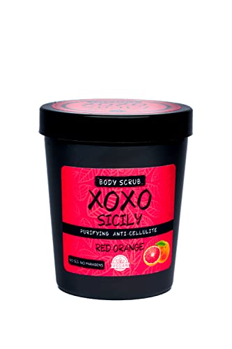 XOXO | Scrub Corpo Esfoliante Peli Incarniti | Rimodellante Anticellulite | Arricchito con Burro di Karitè | Vegan NO SLS NO Parabeni | Per Tutti i Tipi di Pelle 1x250gr (Arancia Rossa di Sicilia)