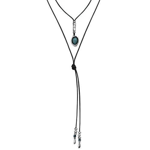 Beau Soleil Jewelry Damen Lederkette mit Anhänger Ibiza Style Lederschmuck Halskette Damenkette (Schwarzes Leder) Cover