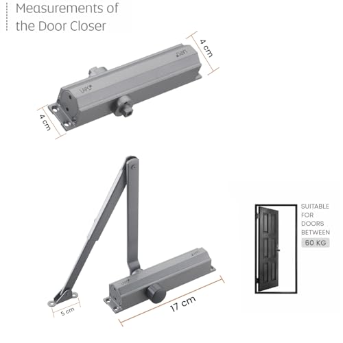 Image of LAPO 2 Piece Heavy Duty Aluminium Automatic Hydraulic Double Speed Door Closer for Home Office | Aluminium and Wooden Soft Door Closers with Fitting Set for All Door Weight Up to 65 Kg (Silver Finish)