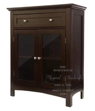 Kingwood Crockery Cabinet & Sideboard with Single Drawer & Two Door in Solid Sheesham Wood with Walnut Finish