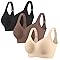 PoseFree Bras for Women No Underwire 3 Pack Seamless Wireless Full Coverage Comfortable & Supportive Back Smoothing Everyday Bra Set