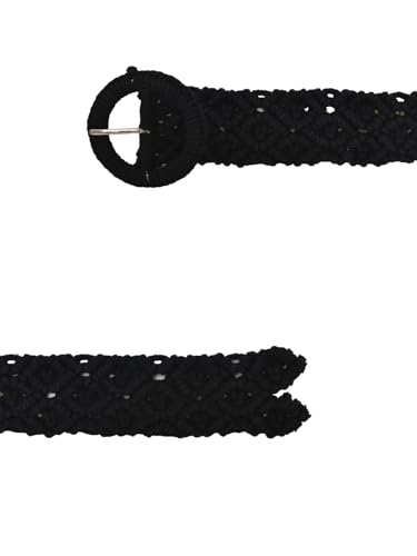 Braided Cotton Belt for Women - Black with Round Buckle Closure | Stylish & Versatile Waist Accessory4