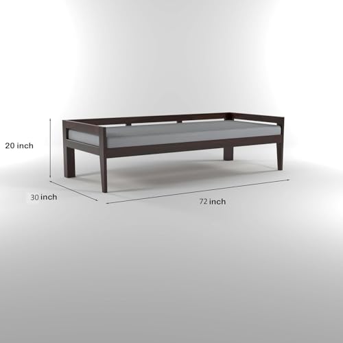 Image of Solid Sheesham Wood Sofa 3 Seater Sofa Diwan Bed for Home Living Room Wooden Couch Diwan Sofa Sheet Without Small Pillow for Living Room and Office (Walnut)