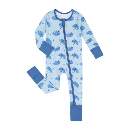 Image of Teach Leanbh Unisex Baby Bamboo Viscose Pajamas with Mittens and Feet Cuffs 2 Way Zipper Long Sleeve Romper Sleep and Play