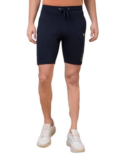 Image of Dollar Cotton Rich Fabric Solid Men's Shorts | Ribbed Waistband with Drawcord | Fashionable Print with Logo Branding | Side Pockets with Zip on one Side | Wide Array of Attractive Colours