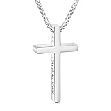 Silver Cross Necklace for Men Boys, Bible Verse 4:13 Silver Cross Chain for Men Boy Stuffers Baptism Christian First Communion Confirmation Religious Gifts for Teen Boys Kids Teenage Toddler Age Jewelry