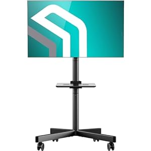 ONKRON Mobiler TV Ständer rollbar für 23-60 Zoll Bildschirme bis zu 40 kg – TV Standfuß höhenverstellbar mit max VESA 400×400 – TV Rollwagen Fernseher Ständer mit Rollen Schwarz TS1137-B