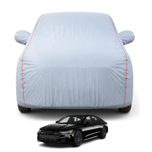 Image of Premium Car Cover for Audi A7 Model | Waterproof, UV & Dust Protection | Mirror & Antenna Pocket | Triple Stitched, Soft Inner Lining, Belt & Buckle (Dark Grey)