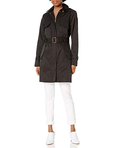 Cole Haan Women's Single Breasted Trench Coat, Black, Large