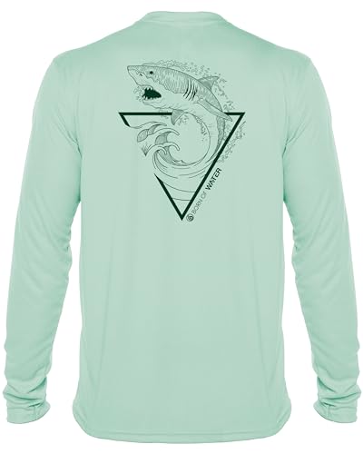 Great White Shark Shirt: UV UPF+ 50 Long Sleeve: Protection T-Shirt: Seagreen - XL