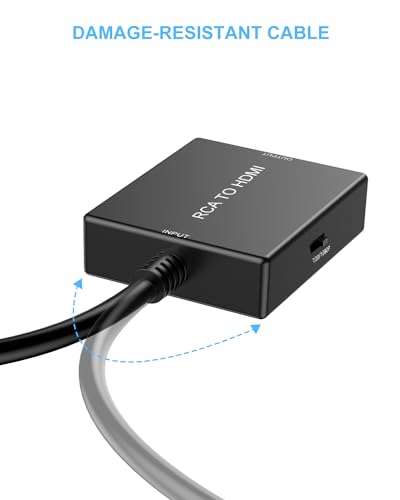 Image of RCA to HDMI Adapter Converter, AV to HDMI Converter with HDMI Cable Supports PAL /NTSC for PS2 /VHS /VCR /Blue-Ray DVD ect.