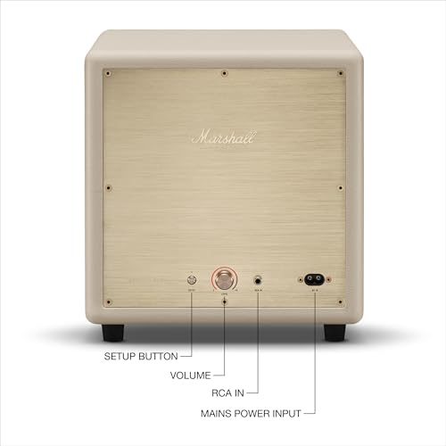 Image of Marshall Heston Sub 200 Subwoofer - Deep Bass for TV, Movies, and Music | Bluetooth LE and RCA Mono Connectivity - Cream