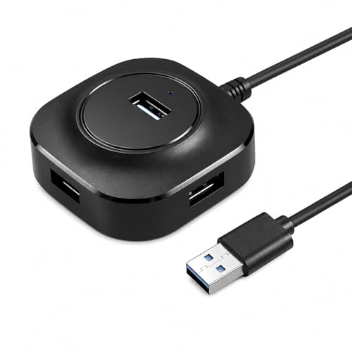 موزع USB بـ4 منافذ مع مدخل طاقة مايكرو USB - موزع بيانات USB عالي السرعة للابتوب والكمبيوتر والجوال والتابلت - موزع USB محمول صغير الحجم