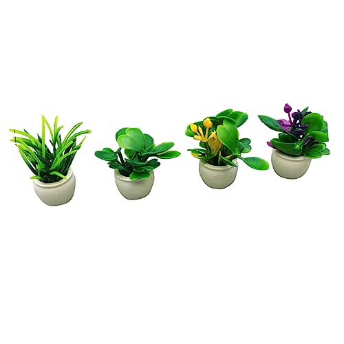 RORPOIR 4 Piezas Adorno en Miniatura Planta figuritas Artificial decoración Hierba Falsa Accesorios en Miniatura Green