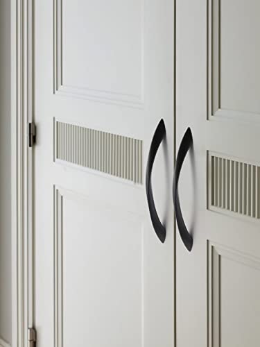 Image of Black Cabinet Pulls 6.3 Inch Arch Twisted Matte Black Handles Drawer Kitchen Cupboard Bathroom Dresser Cabinet Hardware Zinc Alloy 2 Pack