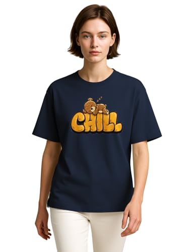 Image of HELLCAT Beige Trendy Printed Oversized T-Shirt for Women