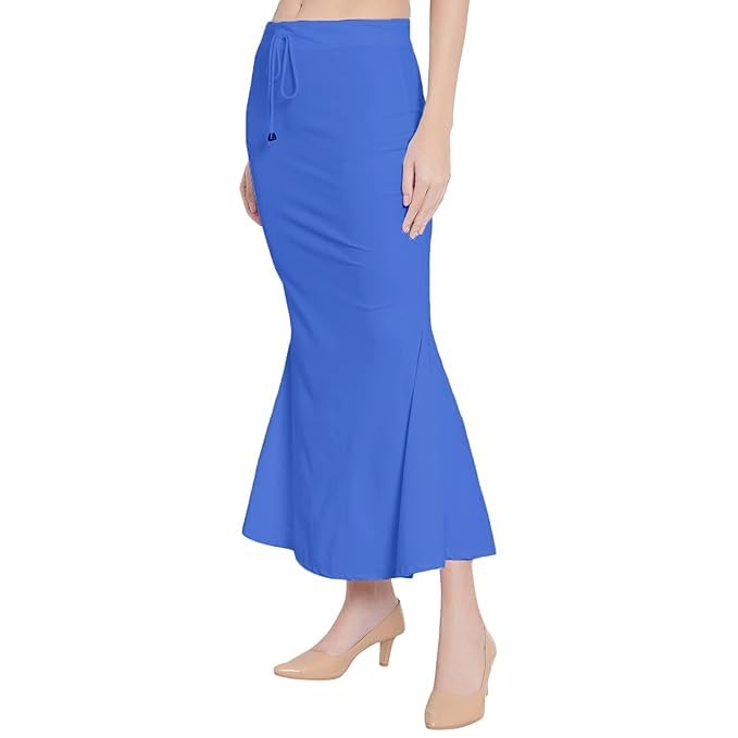 Image of Saree Shapewear Petticoat for Women Cotton Blended Lycra Shaper Petticoat with Elastic & Lace (Drawstring) Long Under Skirt Fishcut Wrinkle Free Shapewear
