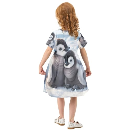 Toddler Girls Dresses Penguins Animal Print Fun Kids Floral Dress 2t Short Sleeve Little Girl3