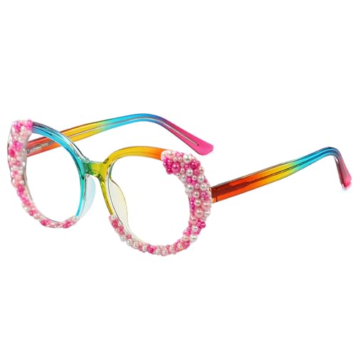 Image of Melrose Fashion ladies blue blocking reading glasses, irregular colorful anti-fatigue /glare female computer games presbyopia