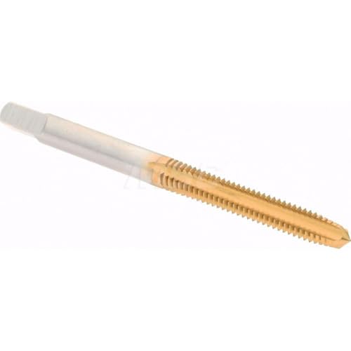 Hertel Straight Flute Tap, #8-32 UNC, 4 Flute, Plug Chamfer, 2B Class of Fit, High-Speed Steel, Titanium Nitride Finish, 3/4" Thread Length, 2-1/8" OAL