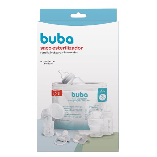 Saco Esterilizador Reutilizável para Micro-ondas Mamadeiras Bicos Kit 6 - Buba Baby
