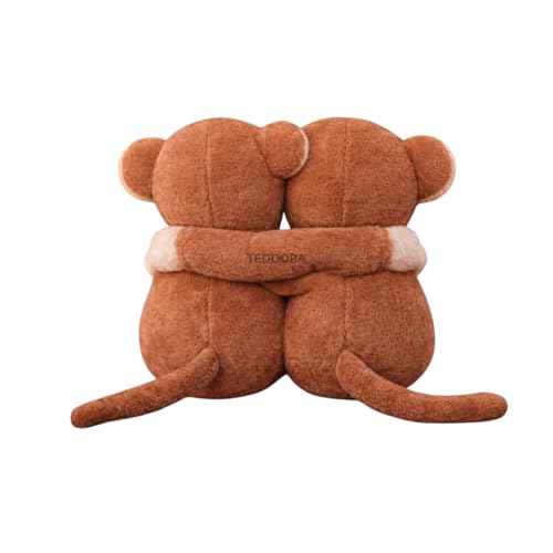 Image of Hugging Monkey Soft Toy for Girls Boys Kids,Brown,Monkey Couple Animal Plush Stuffed Baby Teddy Gift Birthday, 20 cm
