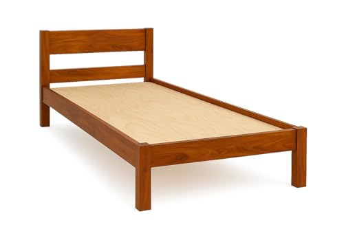 Image of KR Furniture Solid Sheesham Wood Single Bed | Wooden Cot Bed with Headboard | Strong & Durable Single Bed for Bedroom, Hostel, PG & Guest Room | Fits 72 x 36 Inch Mattress | Natural Finish
