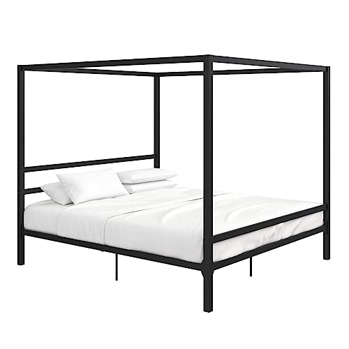 Dhp 4578049 Modern Metal Canopy Platform Bed With Minimalist Headboard And Four Poster Design thumb #10