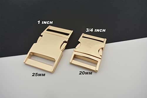 Bytiyar 6 Pcs 1 Inch(25Mm) Zinc Alloy Metal Buckle Double Side Quick Release Buckles For 25Mm Nylon Strap Backpack Webbing Belt Dog Collars, Light Gold #TOP5