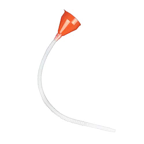 Xuniu Auto-Benzinmotoröl-Trichter, Abnehmbarer Schlauch, Orange, Kunststoff, 57 cm Schlauchlänge, 7,5 cm Trichterdurchmesser