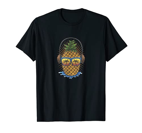 Ananas mit Sonnenbrille Kopfhörer Party Strand Urlaub Ferien T-Shirt