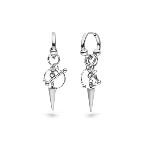 LIEBESKIND BERLIN Urban Chic Ohrring - Creole aus Edelstahl - Silber - 3,8 cm - Scharnierverschluss - wasserfest & hautfreundlich