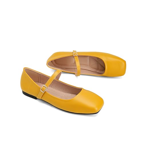 Womens Comfortable Dressy Flats Square Toe Buckle Strap Mary Jane Flats Summer Slip On Shoes for Office Work Business Casual4