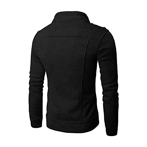 Ymosrh Mens Winter Jackets Men's Fashion Casual Loose Stand Collar Button Decorated Sweatshirt Jacket2