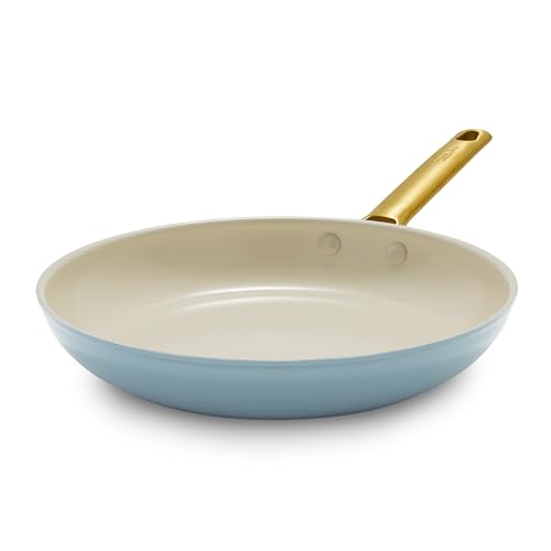 GreenPan Padova Reserve Harteloxierte Gesunde Keramische Antihaft Bratpfanne 24 cm, PFAS-frei, Induktion, Goldgriff, Spülmaschinenfest, Backofenfest, Rauchblau