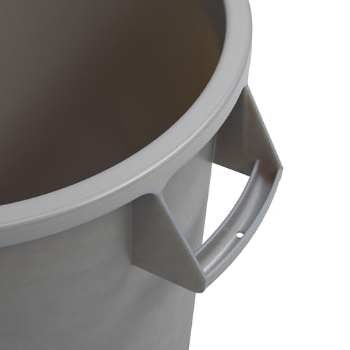 Image of Winco 10 Gallon Gray Heavy-Duty Round Plastic Trash Can | Heavy-duty, Built-in bag cinches, Great for Kitchens, Dining Areas and Back-of-house Cleanup
