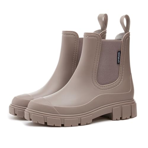 Short Rain Boots Women Waterproof Ankle Rainboots Fashion Chelsea Boots Non-Slip Garden Shoes for Outdoor Work Booties
