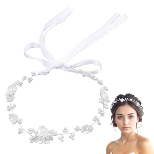 DWFEYOI couronne fleur cheveux Avec 4 clips,diademe enfant,couronne de fleurs pour headband cheveux femme première communion Mariage Bandeau de Mariée Fille Coiffure Accessoires Corolle Dames