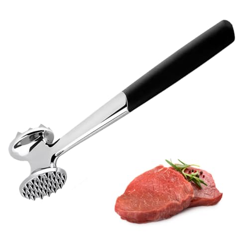 Frdelma Martillo ablandador de Carne,Doble Cara Mazos con Mango Antideslizante Martillo Martillo Carne Ablandador de Carne de Metal Resistente para bistec, Pollo, Cerdo, Costillas