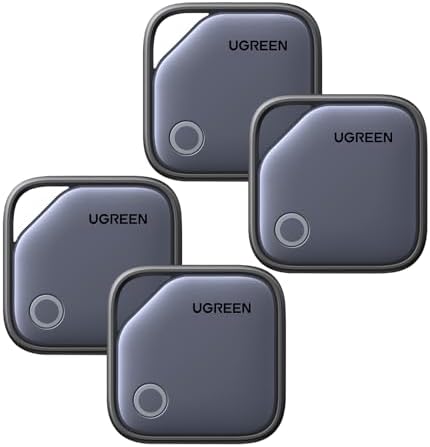 UGREEN FineTrack Smart Finder Lot de 4 Compatible avec Apple Find My (iOS uniquement), Étiquette de Suivi Bluetooth Air Tracker pour Bagages, Localisateur de Clés, Étiquette Intelligente pour Clés