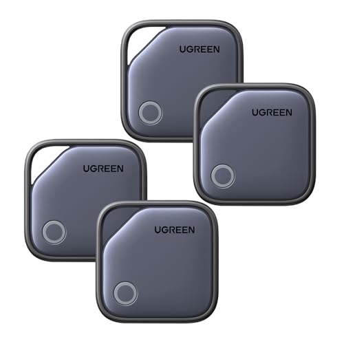 UGREEN FineTrack Air Tracker Tags (iOS Only) 4 Pack, 2-Year Replaceable Battery Bluetooth Tracker Compatible with Apple Find My, Item Finder Smart Tag for Keys, Luggage - [Apple Find My Certified]