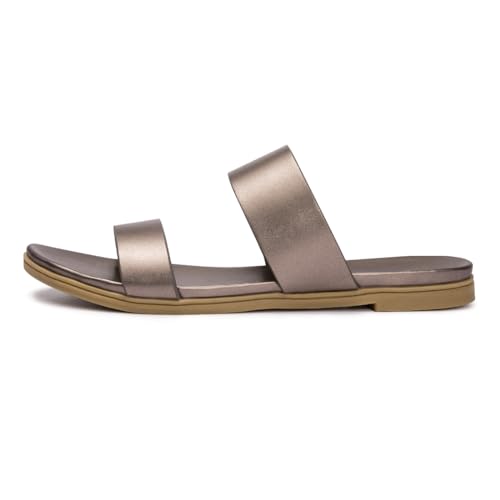 Image of LM Women's Slide Sandals Two Band Slip On Flat Sandals Casual Summer Sandals