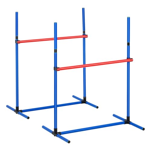 VEVOR Agility Set Hunde, 4-teiliges Set – verstellbare hohe Hürden und Sprungring, Welpen-Hindernisparcours-Starter-Set mit Stangen-Aufbewahrungstasche für Hinterhof, drinnen, draußen