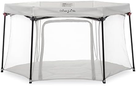 Dream On Me Onyx Playpen in Grey, Baby Playpen, Portable and Lightweight, Playpen for Babies and Toddler - Comes with a Comfortable Padded Floor