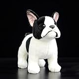 Tiny Heart Französische Bulldogge Stofftier Plüschtier 26cm/10” realistisches Bulldogge Plüsch schönes Tier niedliche und weiche Geschenke Hund für Kinder Jungen und Mädchen Spielzeug Weiß