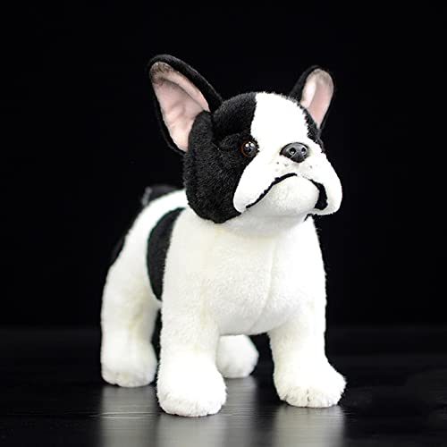 Tiny Heart Französische Bulldogge Stofftier Plüschtier 26cm/10” realistisches Bulldogge Plüsch schönes Tier niedliche und weiche Geschenke Hund für Kinder Jungen und Mädchen Spielzeug Weiß